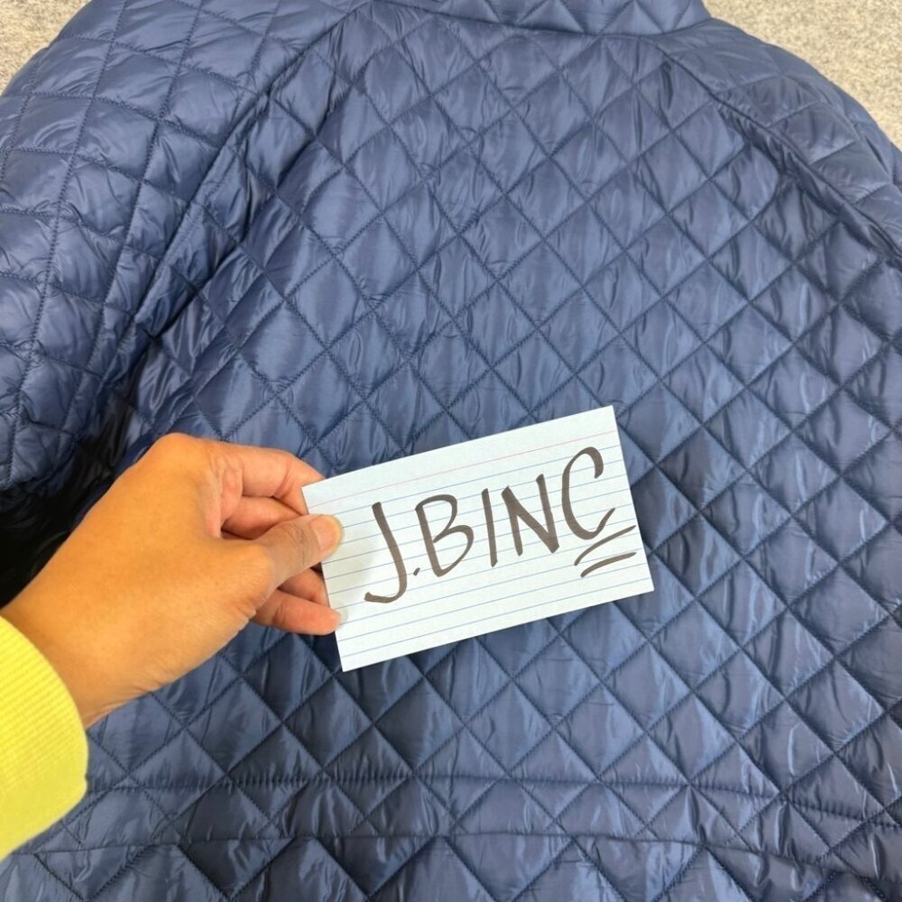 Athleta Navy Blue Quilted Whisper Featherless Jacket Full Zip Coat Performance - Picture 12 of 14
